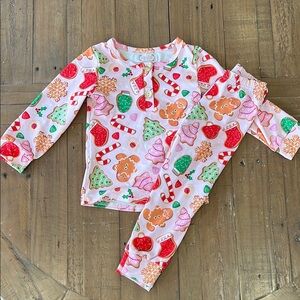 Addy’s attic pink Christmas cookies lounge set pajamas